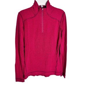 Smartwool pink polka dot 1/4 zip long sleeve base layer top